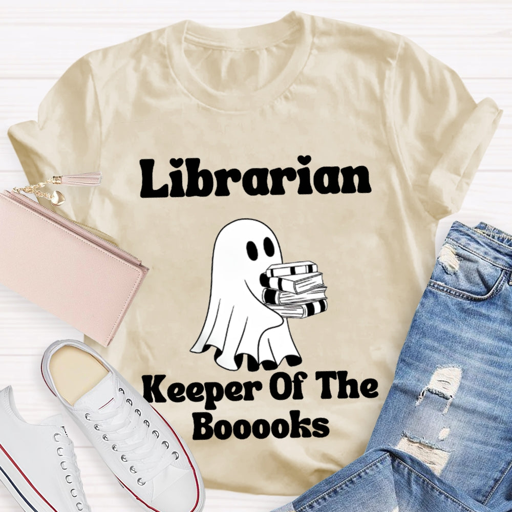 Librarian Keeper Of The Booooks Funny Halloween Spooky Librarian T-shirt