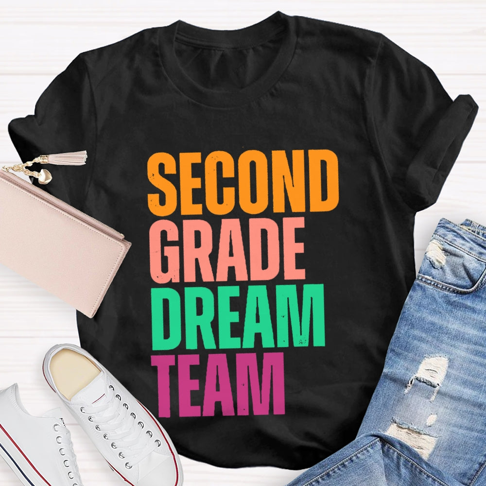 Personalized Grade Dream Team Contrasting Letter Design T-Shirt