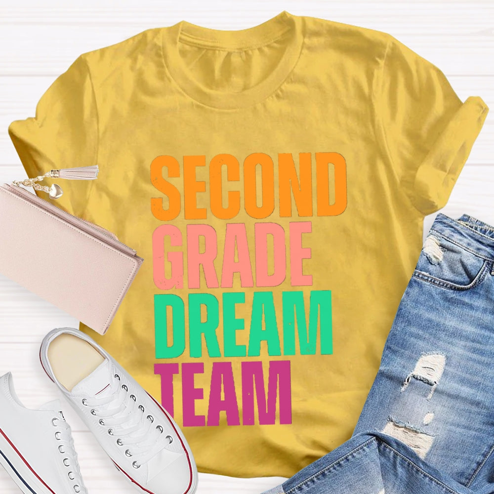 Personalized Grade Dream Team Contrasting Letter Design T-Shirt