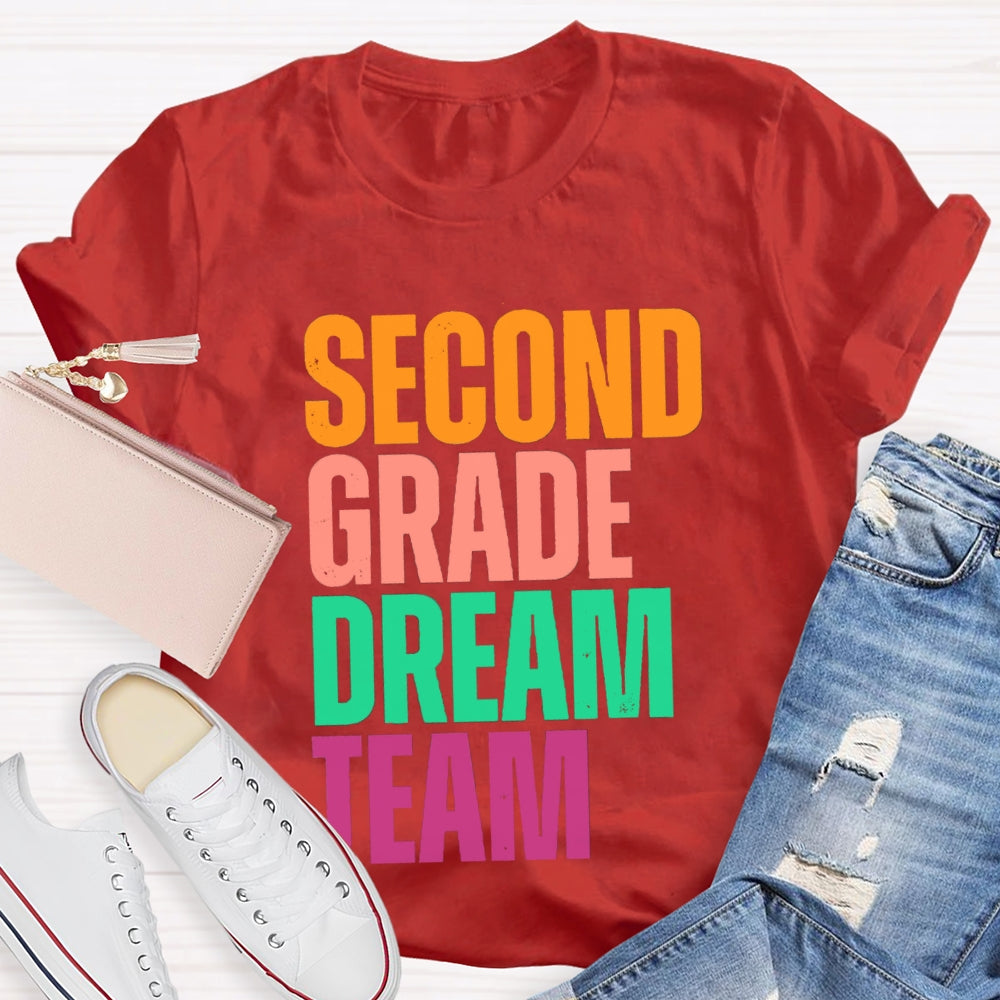 Personalized Grade Dream Team Contrasting Letter Design T-Shirt