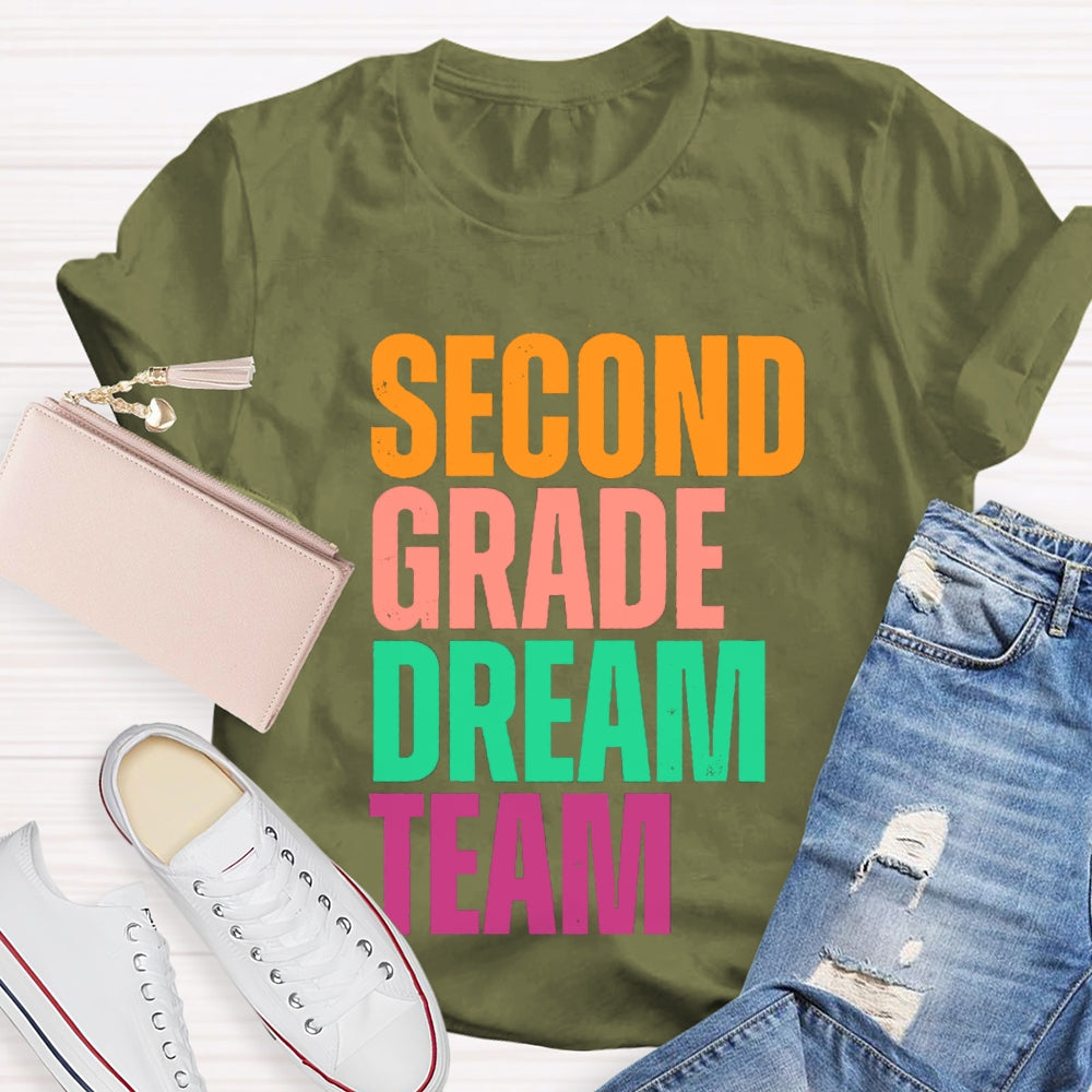 Personalized Grade Dream Team Contrasting Letter Design T-Shirt
