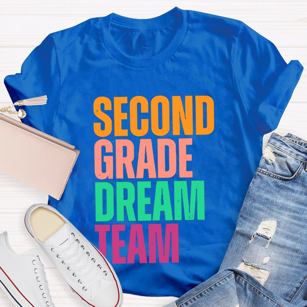 Personalized Grade Dream Team Contrasting Letter Design T-Shirt