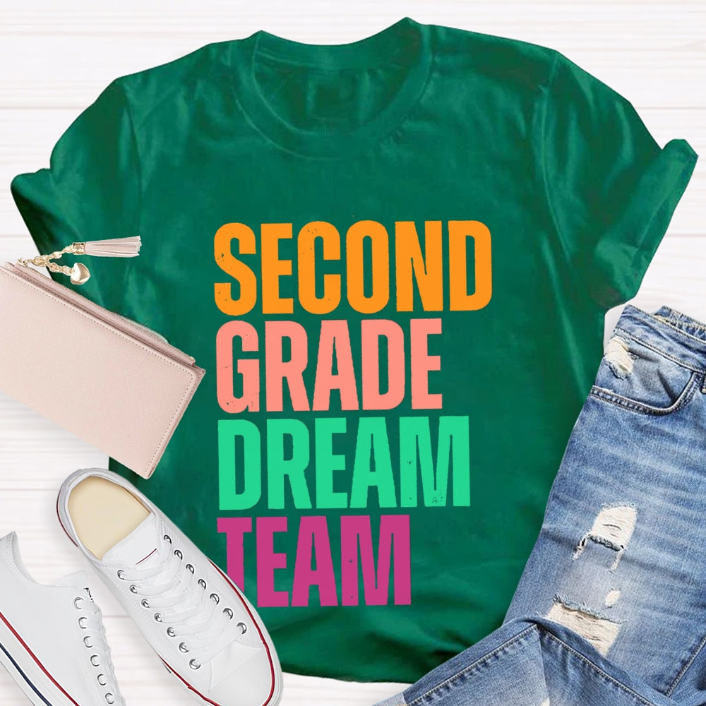 Personalized Grade Dream Team Contrasting Letter Design T-Shirt