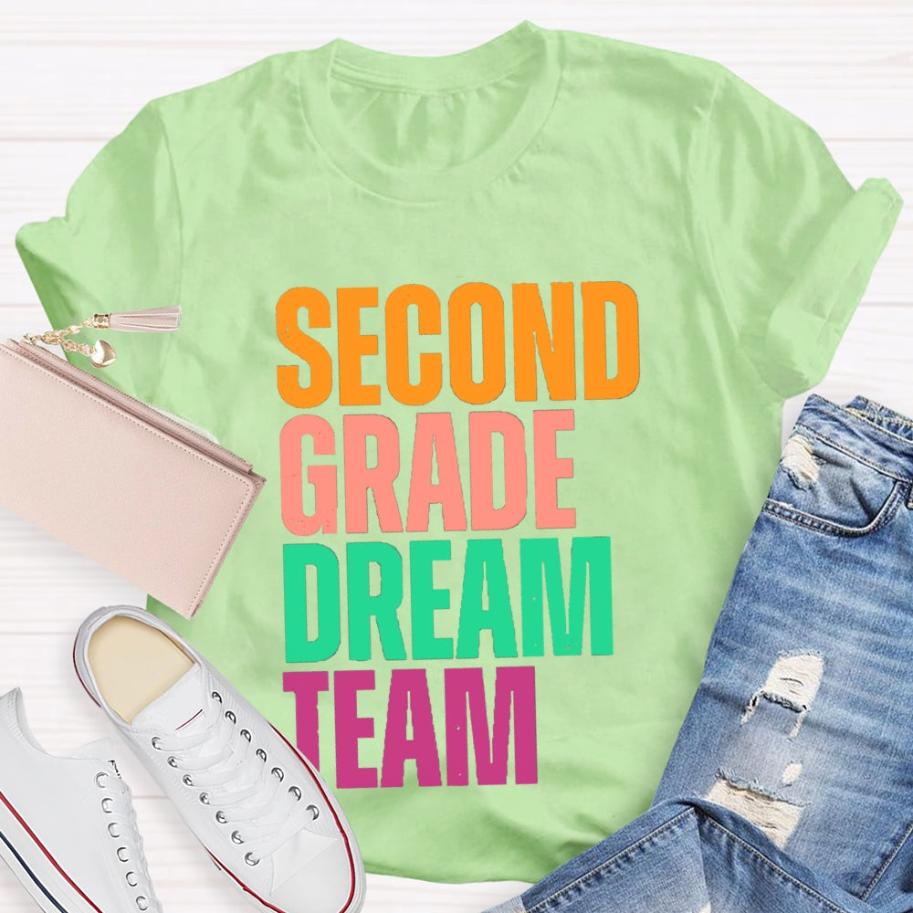 Personalized Grade Dream Team Contrasting Letter Design T-Shirt