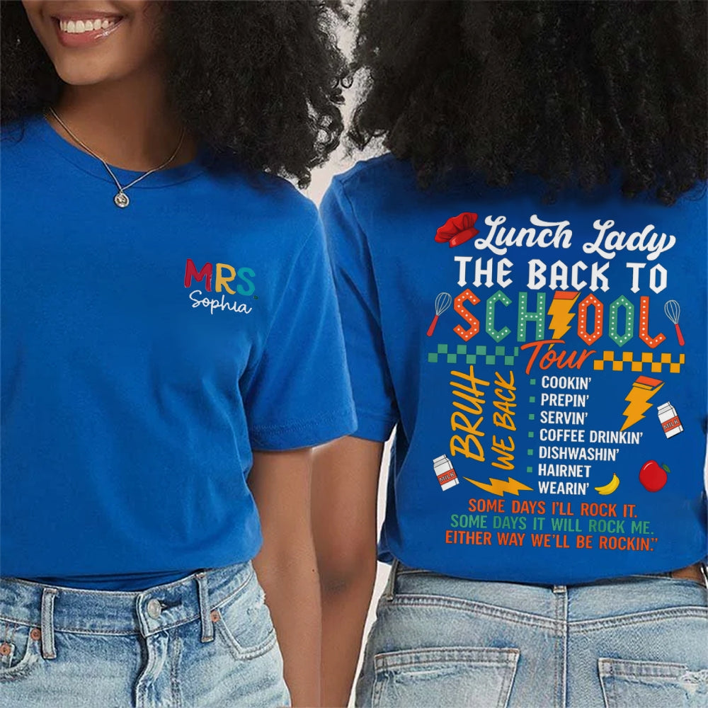 Personalized Name Lunch Lady The Back To School Tour Double Printed T-Shirt