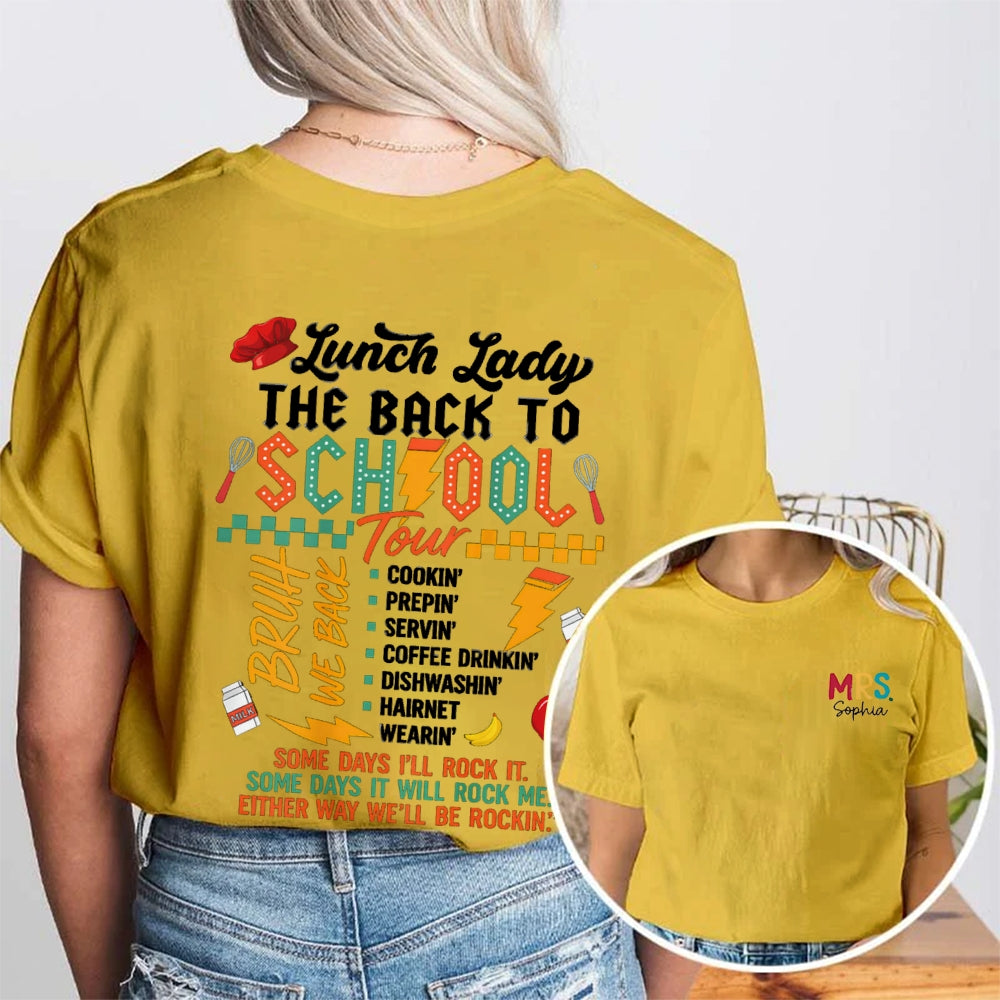 Personalized Name Lunch Lady The Back To School Tour Double Printed T-Shirt