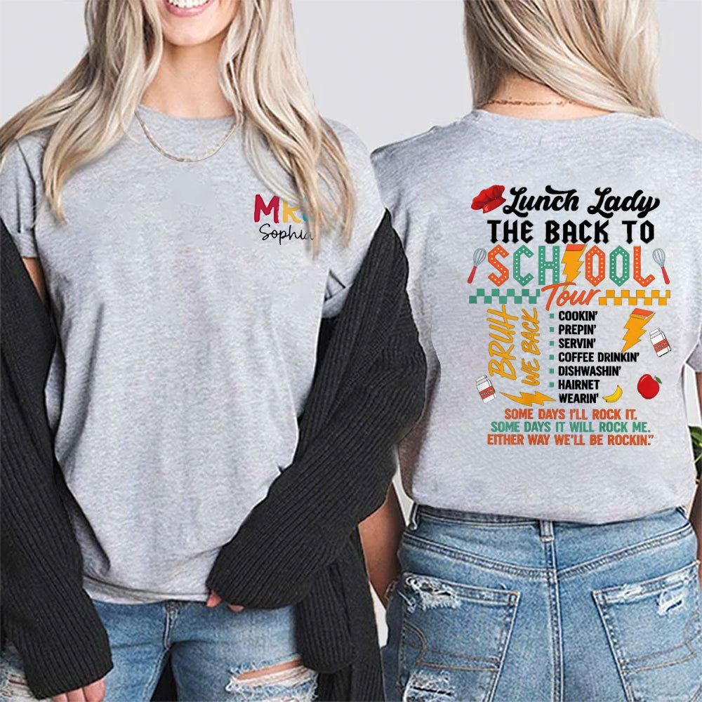 Personalized Name Lunch Lady The Back To School Tour Double Printed T-Shirt