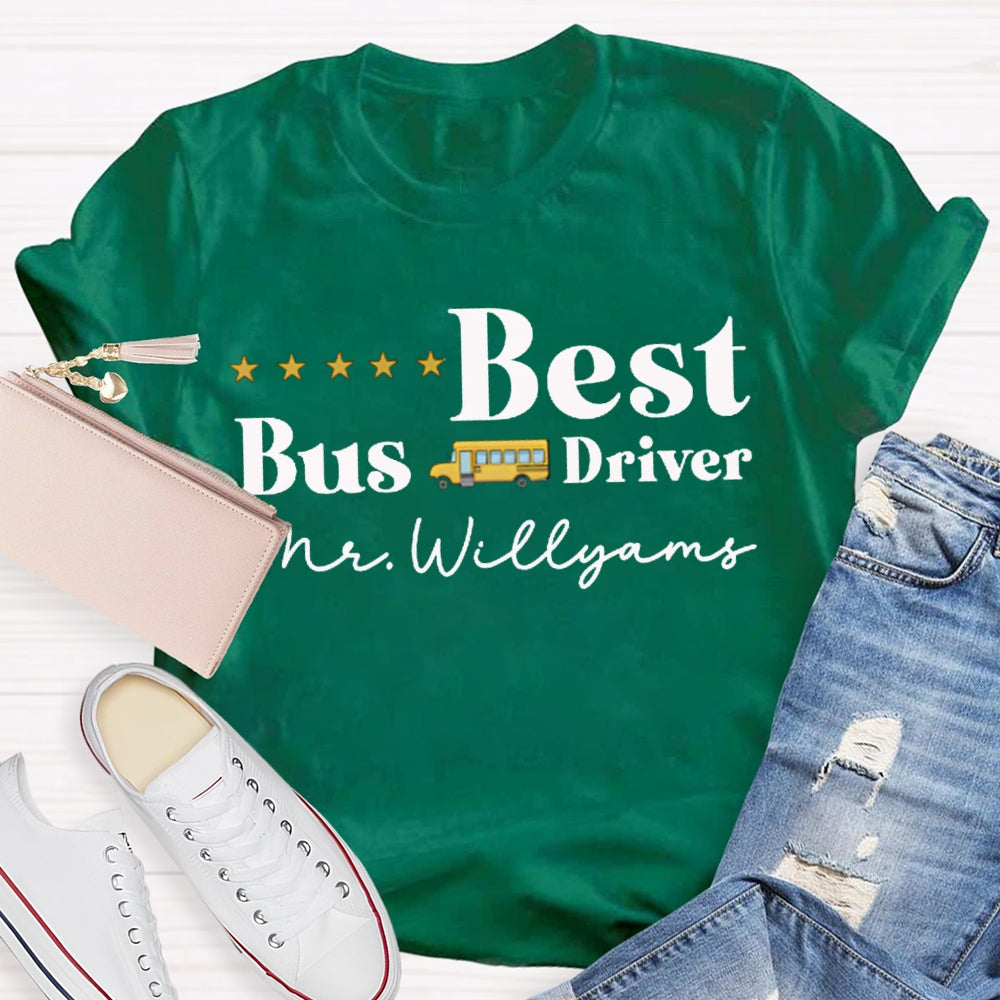 Personalized Name Best Bus Driver Five-Star Reviews T-shirt