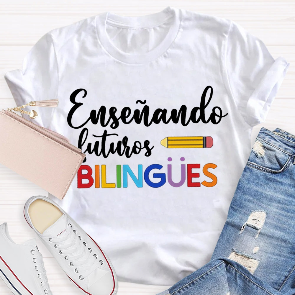 Ensenando Sururos Bilingues Colored Letters And Pencils T-shirt