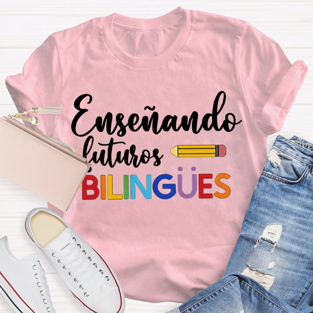 Ensenando Sururos Bilingues Colored Letters And Pencils T-shirt
