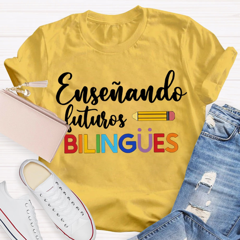 Ensenando Sururos Bilingues Colored Letters And Pencils T-shirt