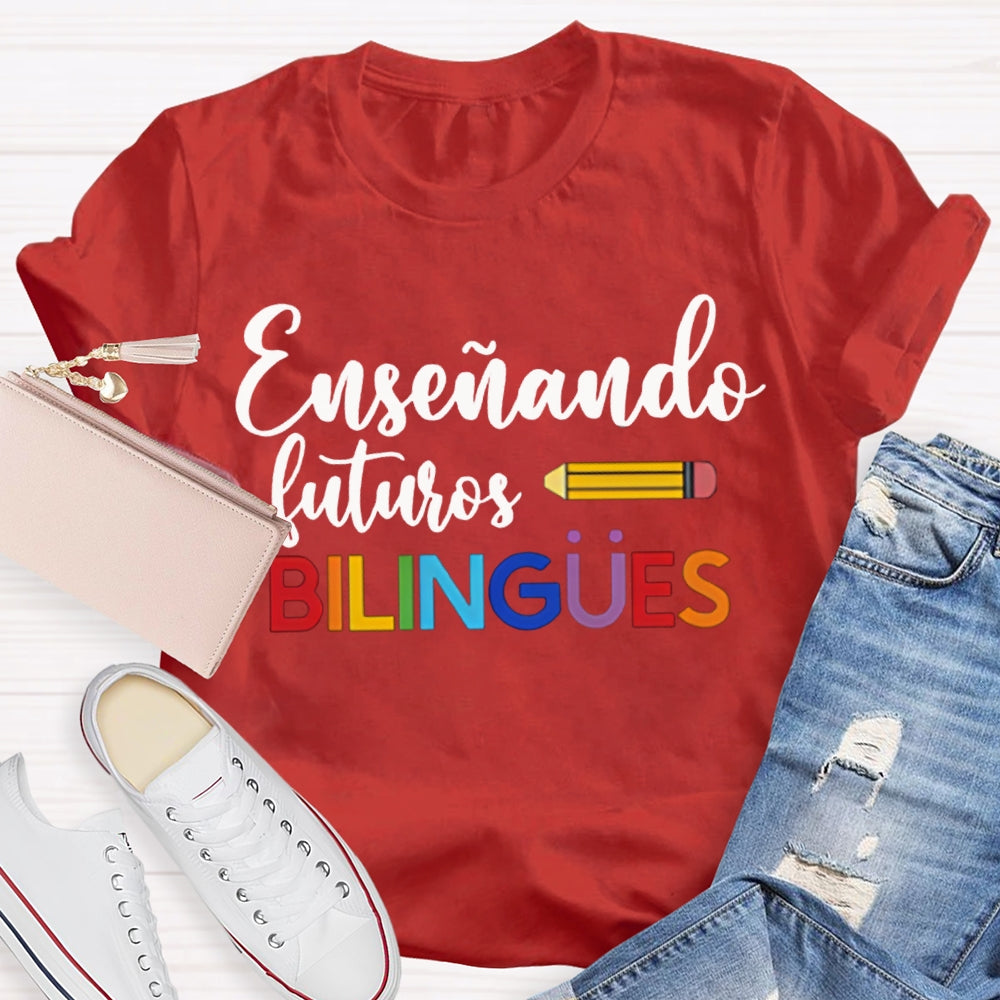 Ensenando Sururos Bilingues Colored Letters And Pencils T-shirt