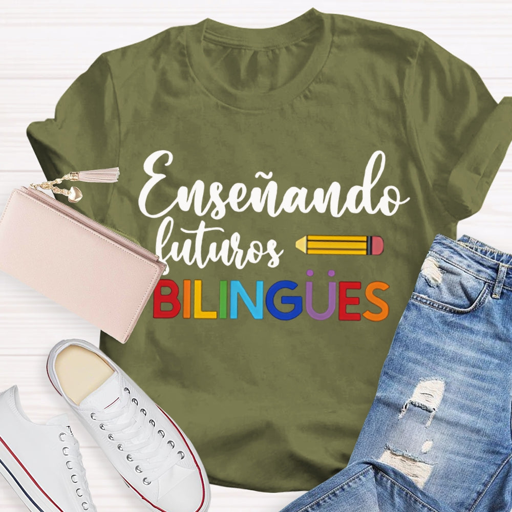 Ensenando Sururos Bilingues Colored Letters And Pencils T-shirt