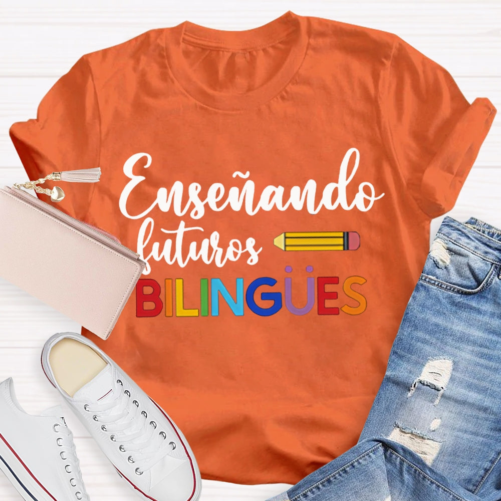 Ensenando Sururos Bilingues Colored Letters And Pencils T-shirt