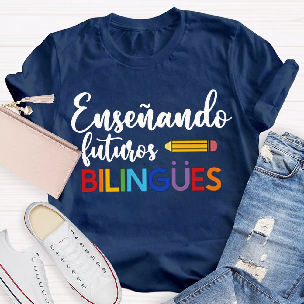 Ensenando Sururos Bilingues Colored Letters And Pencils T-shirt