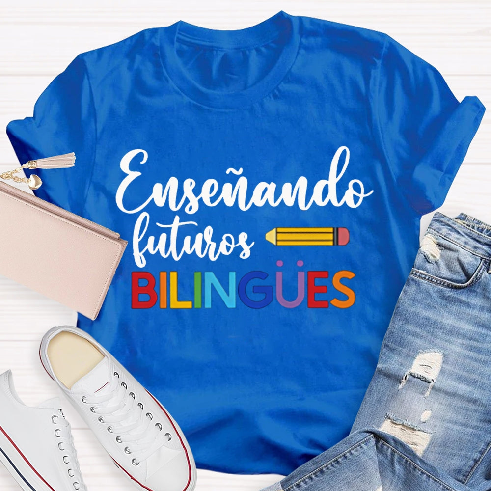 Ensenando Sururos Bilingues Colored Letters And Pencils T-shirt