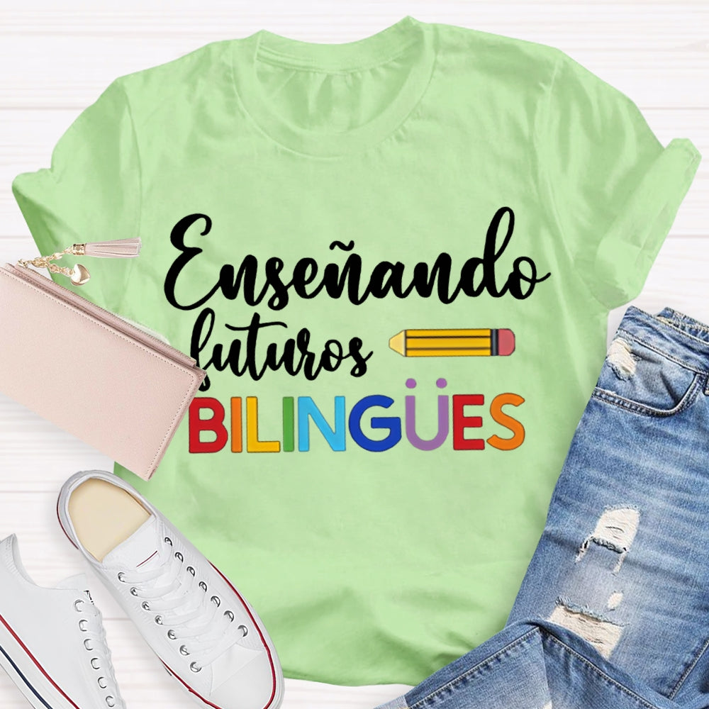 Ensenando Sururos Bilingues Colored Letters And Pencils T-shirt