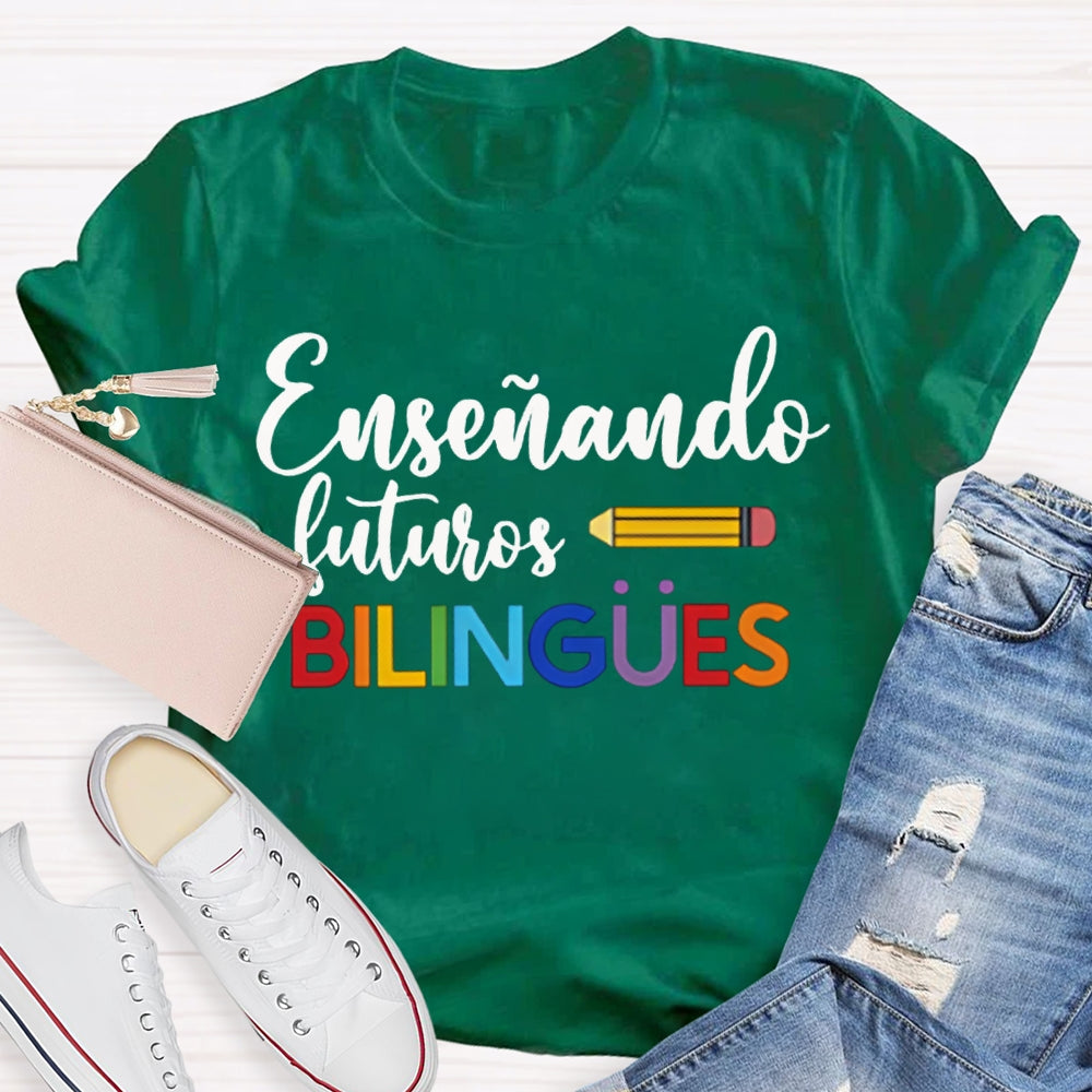 Ensenando Sururos Bilingues Colored Letters And Pencils T-shirt