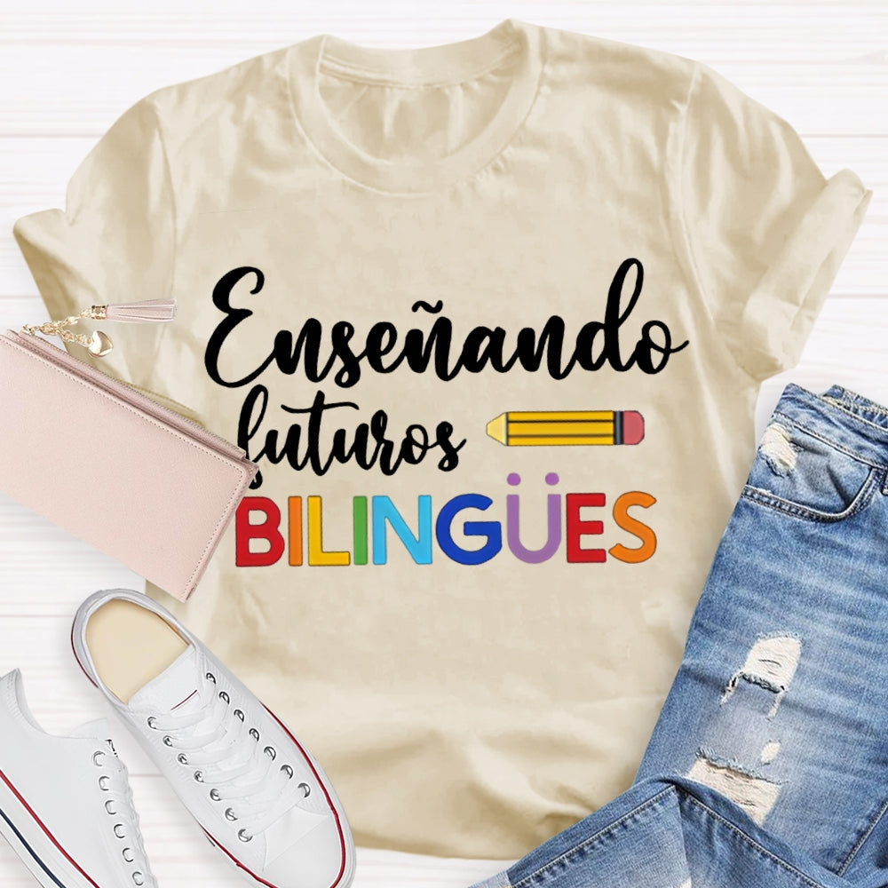 Ensenando Sururos Bilingues Colored Letters And Pencils T-shirt