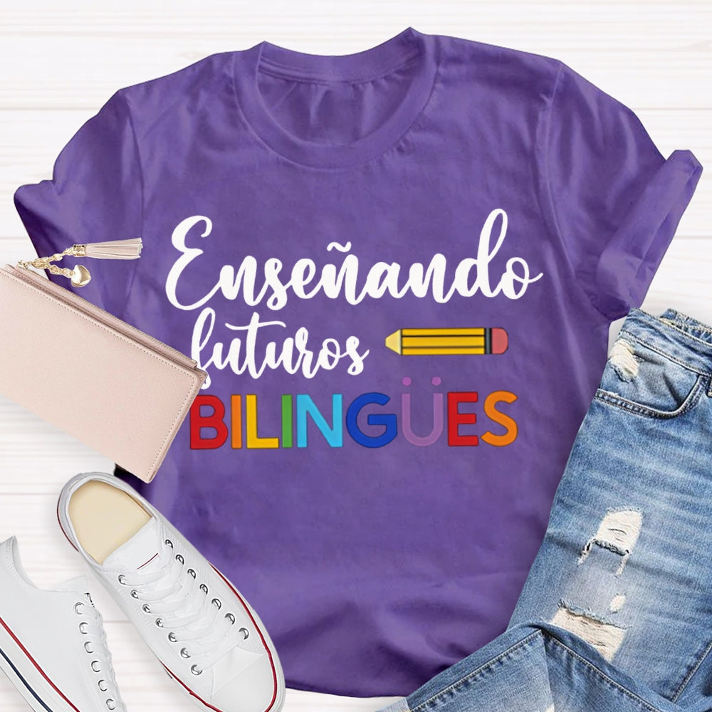 Ensenando Sururos Bilingues Colored Letters And Pencils T-shirt