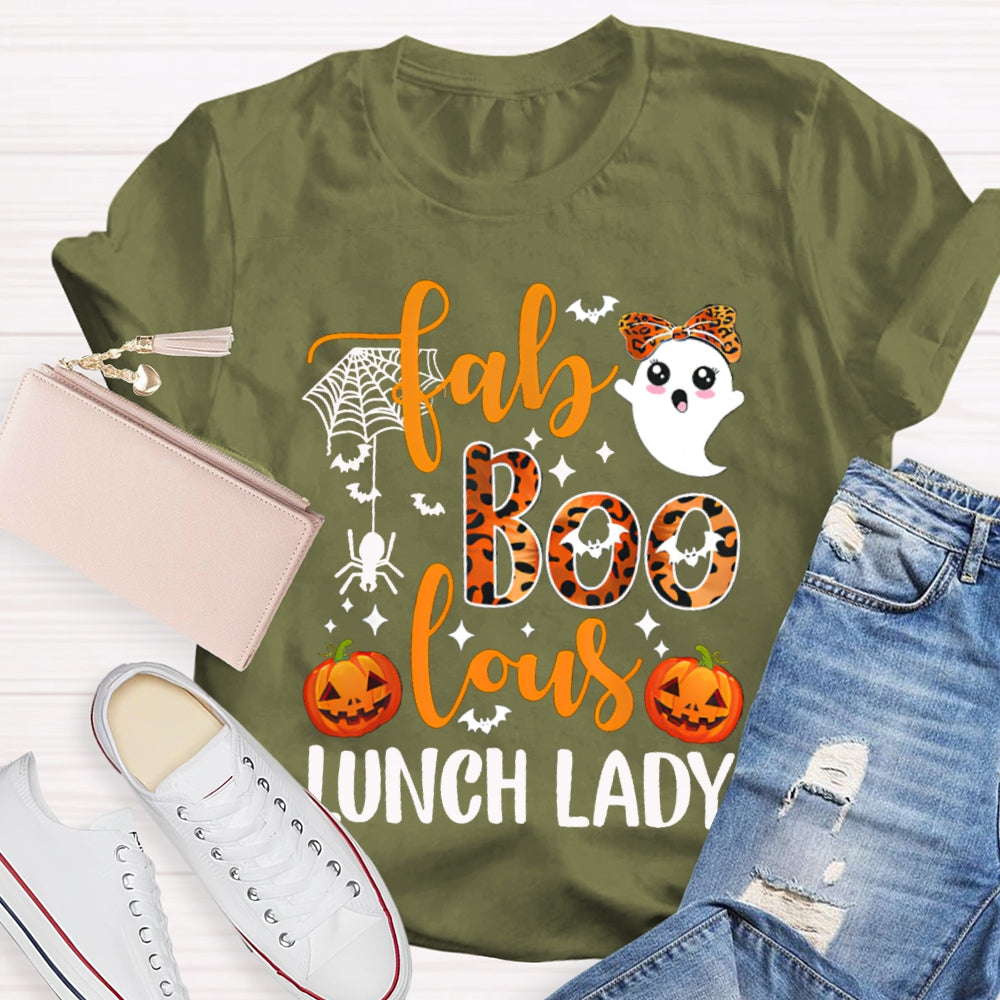 Fab Boo Lous Lunch Lady Halloween Pumpkin T-shirt