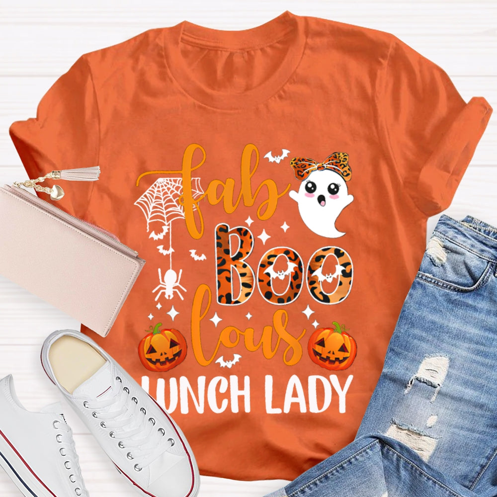Fab Boo Lous Lunch Lady Halloween Pumpkin T-shirt