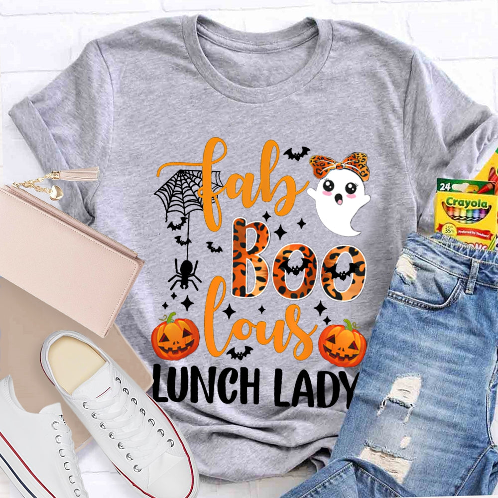 Fab Boo Lous Lunch Lady Halloween Pumpkin T-shirt