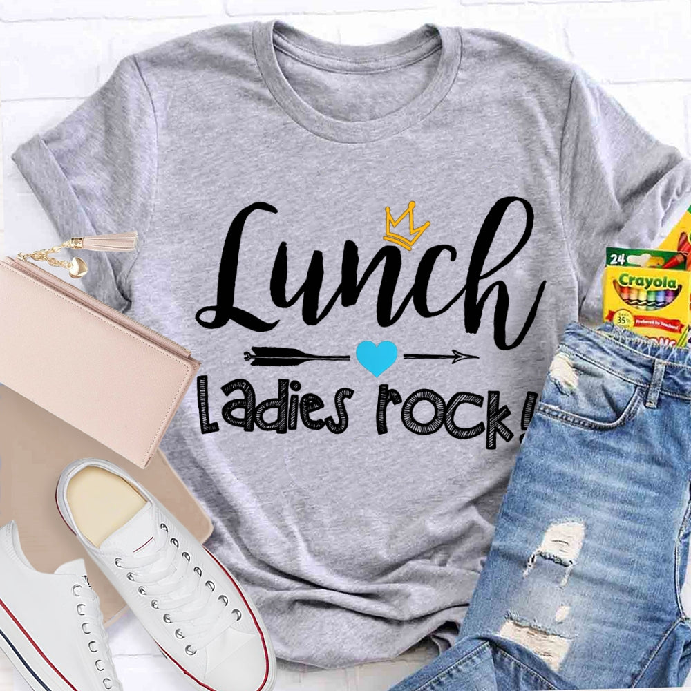 Lunch Ladies Rock Shooting Hearts And Crown T-shirt