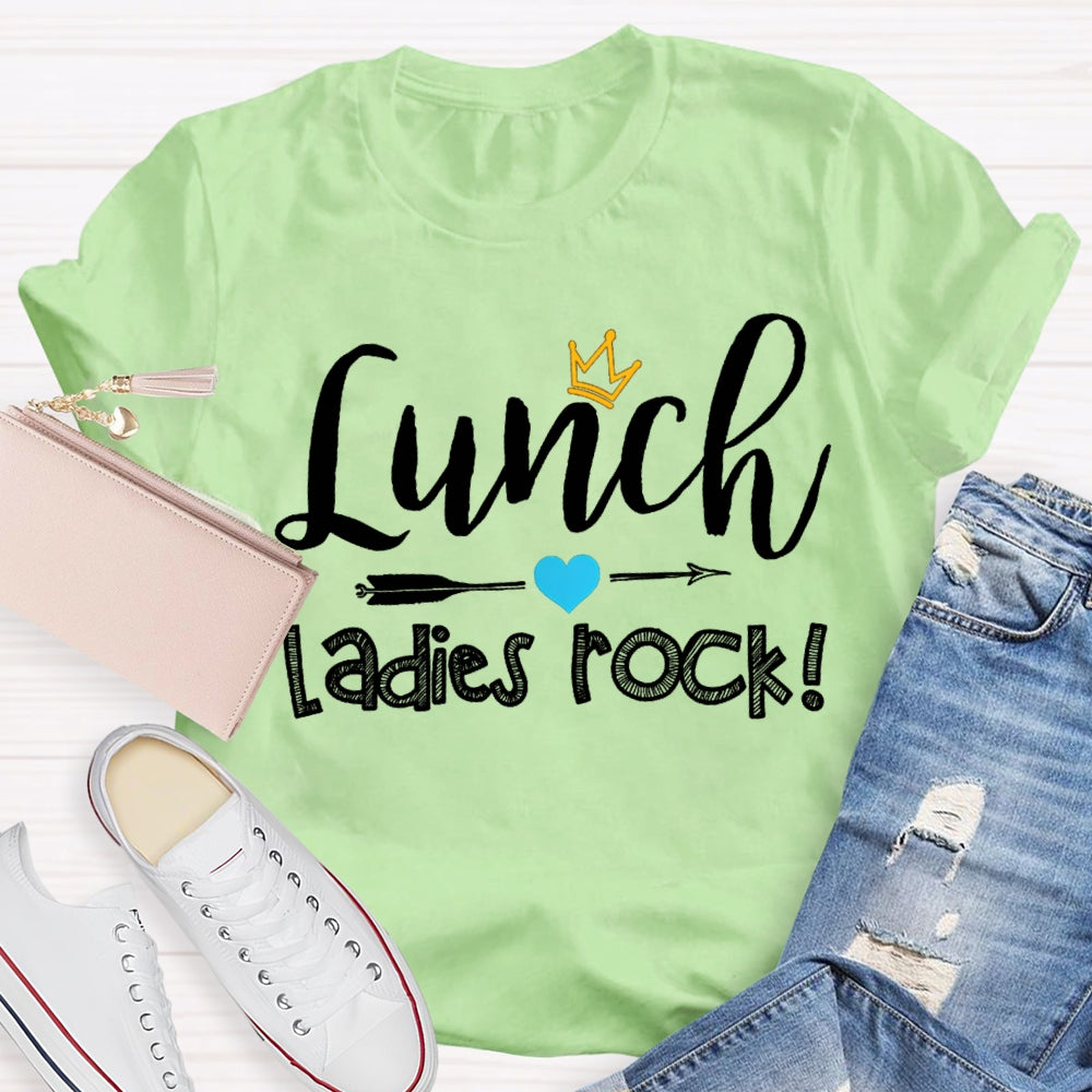 Lunch Ladies Rock Shooting Hearts And Crown T-shirt