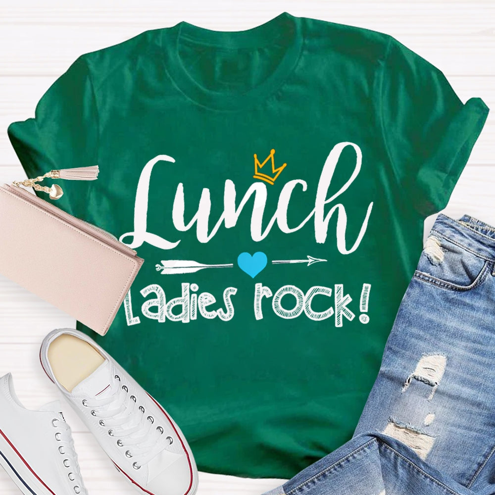 Lunch Ladies Rock Shooting Hearts And Crown T-shirt
