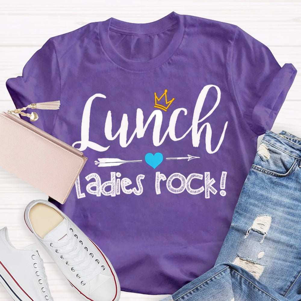 Lunch Ladies Rock Shooting Hearts And Crown T-shirt