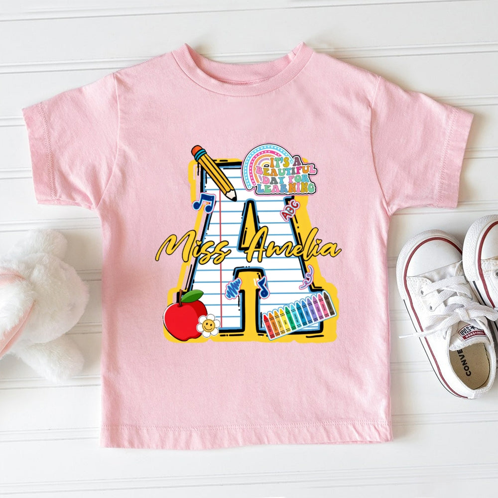Personalized Name It'S A Beautiful Day To Learn Toddler T-Shirts