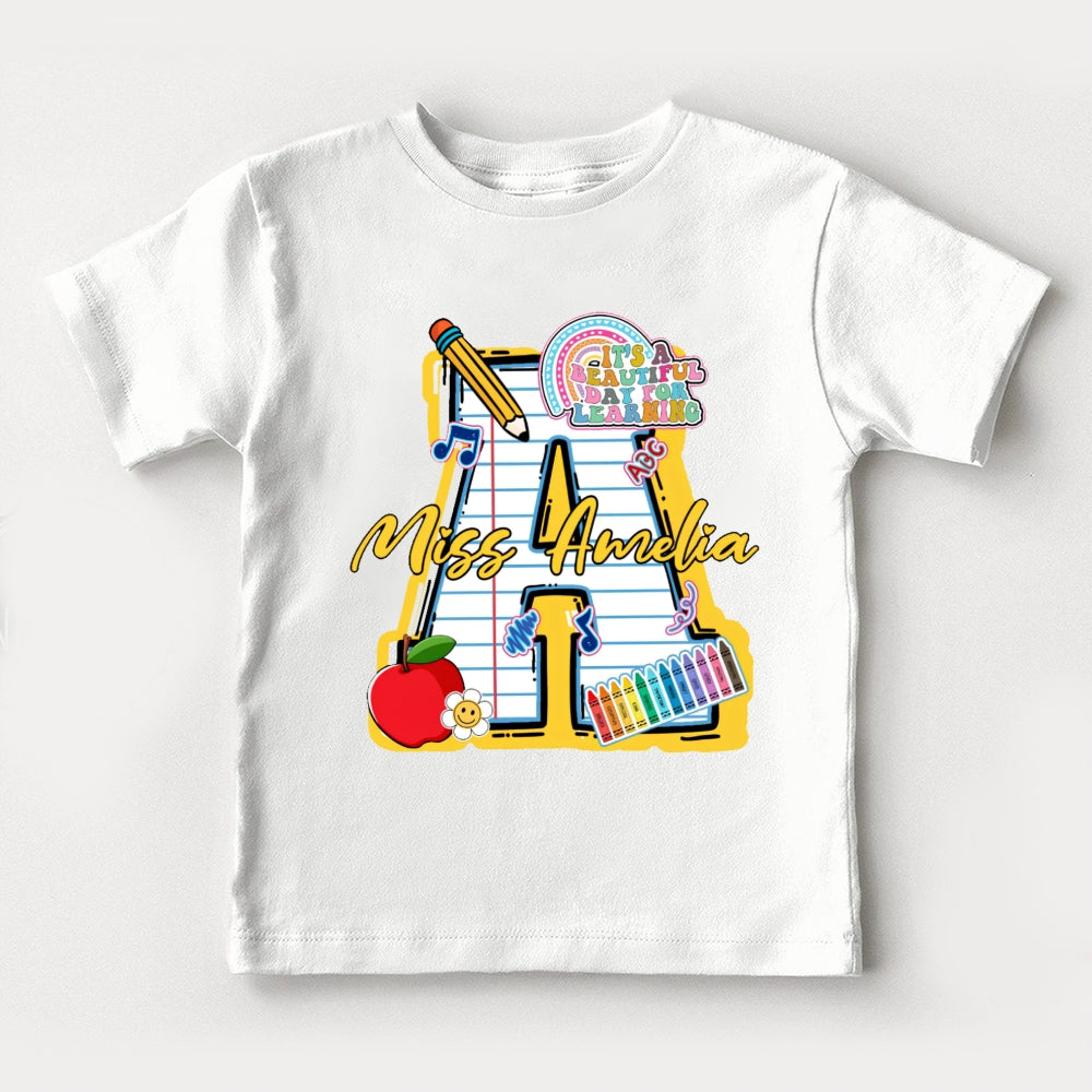 Personalized Name It'S A Beautiful Day To Learn Toddler T-Shirts