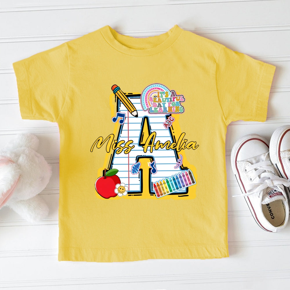 Personalized Name It'S A Beautiful Day To Learn Toddler T-Shirts