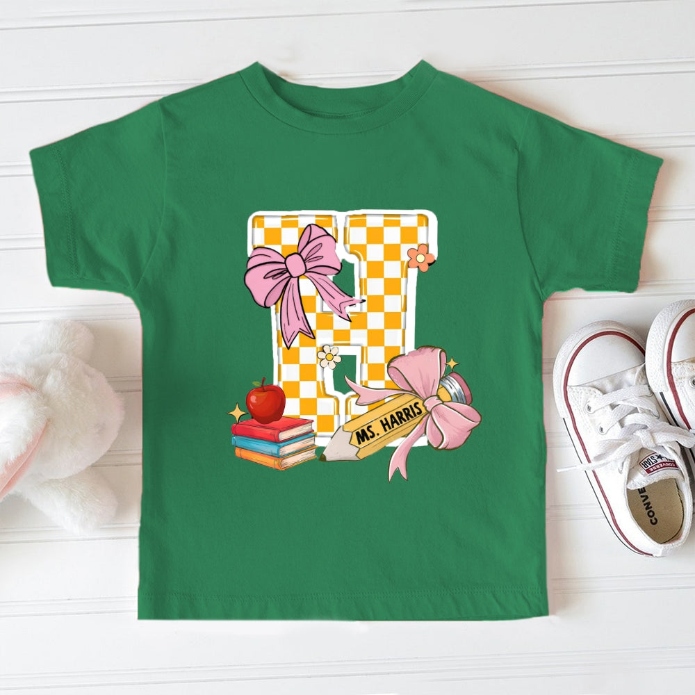 Personalized Name Yellow Checkerboard Toddler T-Shirts