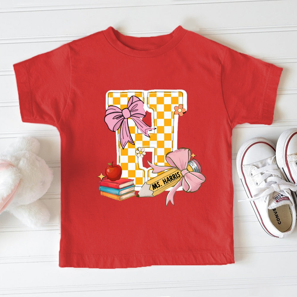 Personalized Name Yellow Checkerboard Toddler T-Shirts