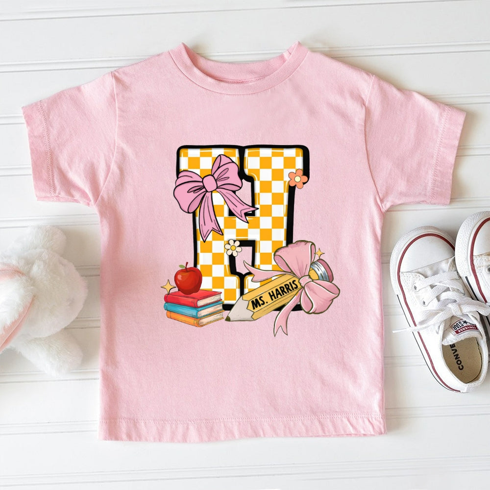 Personalized Name Yellow Checkerboard Toddler T-Shirts