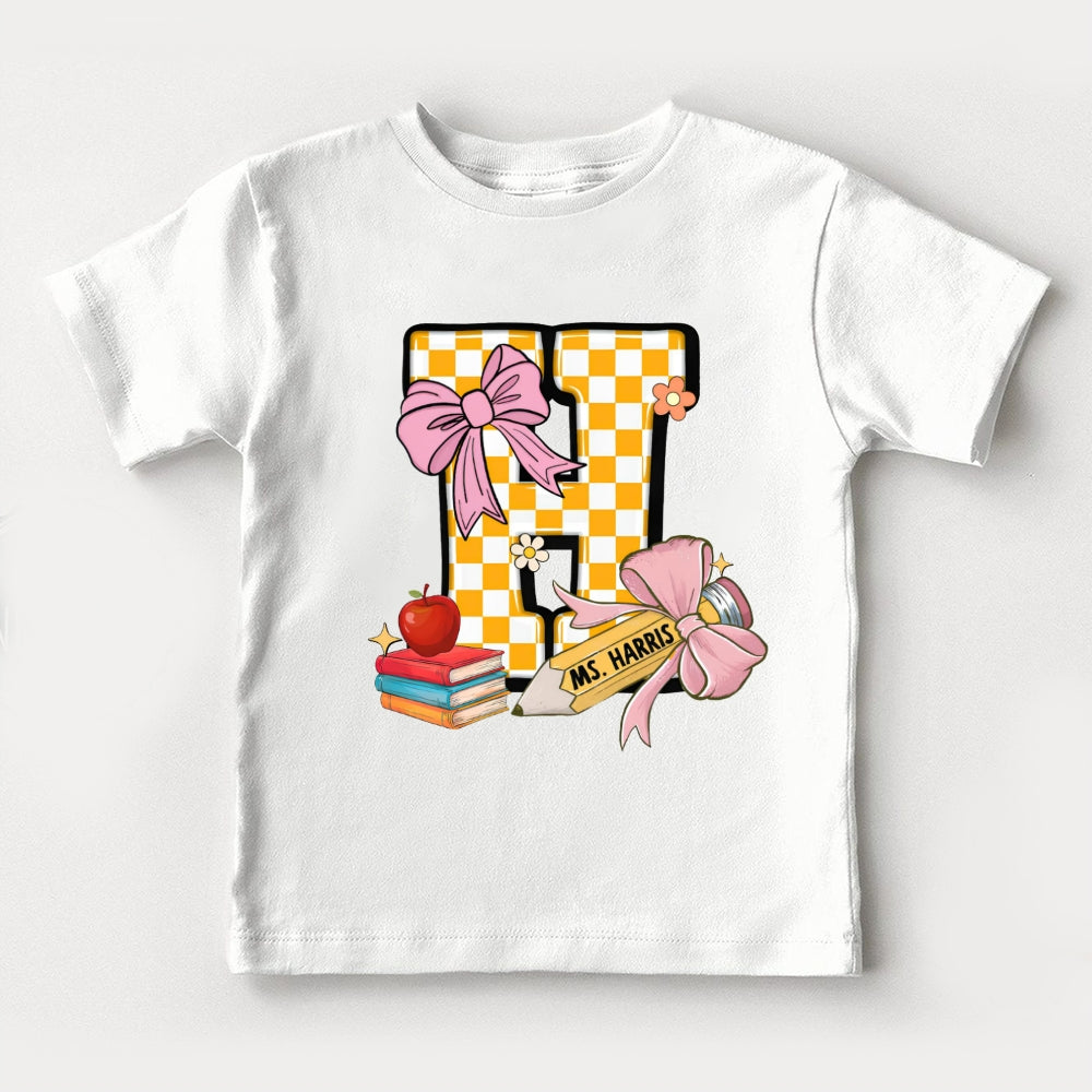 Personalized Name Yellow Checkerboard Toddler T-Shirts