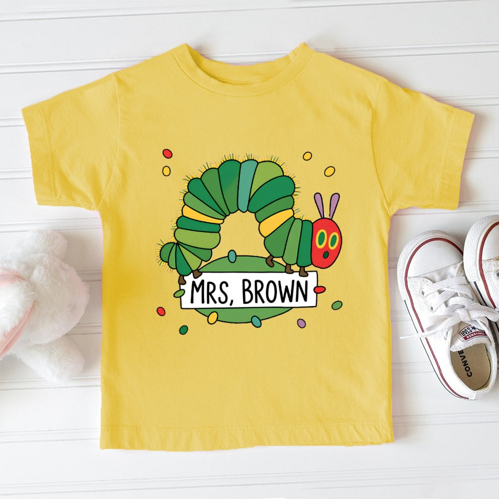 Personalized Name Small Caterpillars Toddler T-Shirts