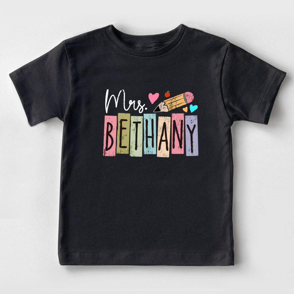 Personalized Name Color Blocking Pencil Toddler T-Shirts