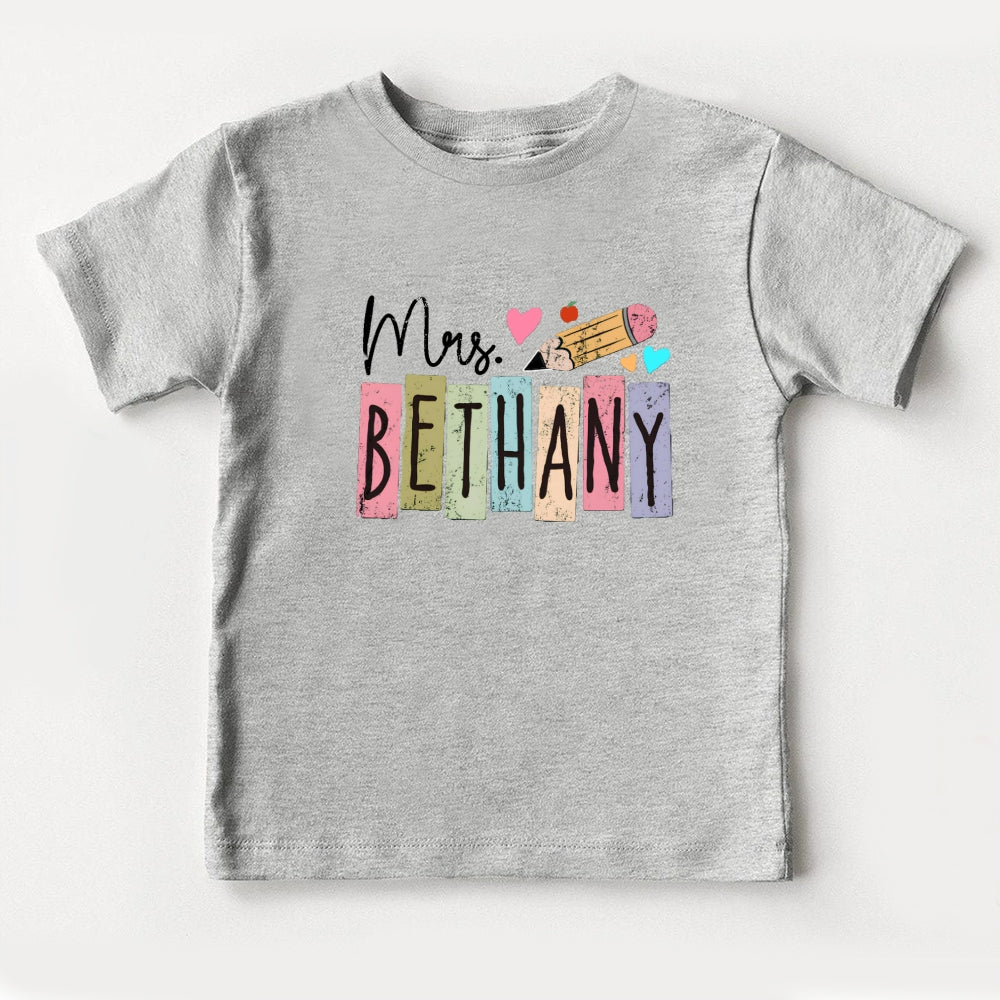Personalized Name Color Blocking Pencil Toddler T-Shirts