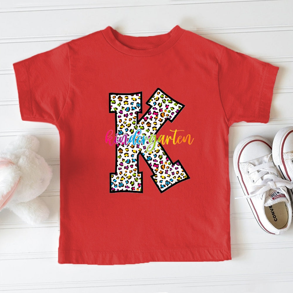 Personalized Grade Colorful Leopard K Toddler T-Shirts