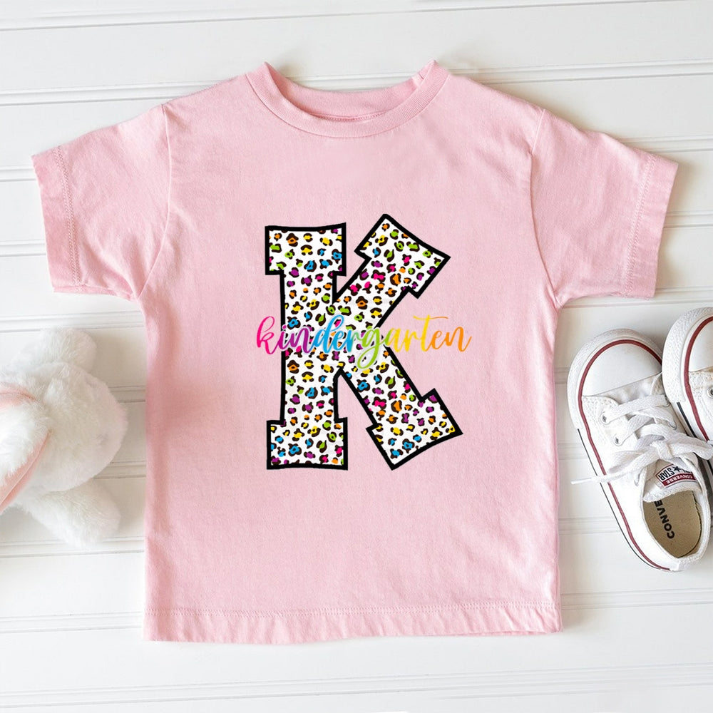 Personalized Grade Colorful Leopard K Toddler T-Shirts