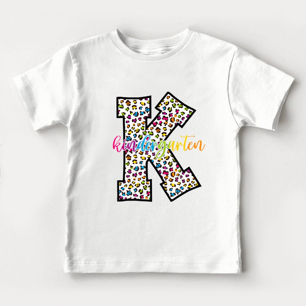Personalized Grade Colorful Leopard K Toddler T-Shirts