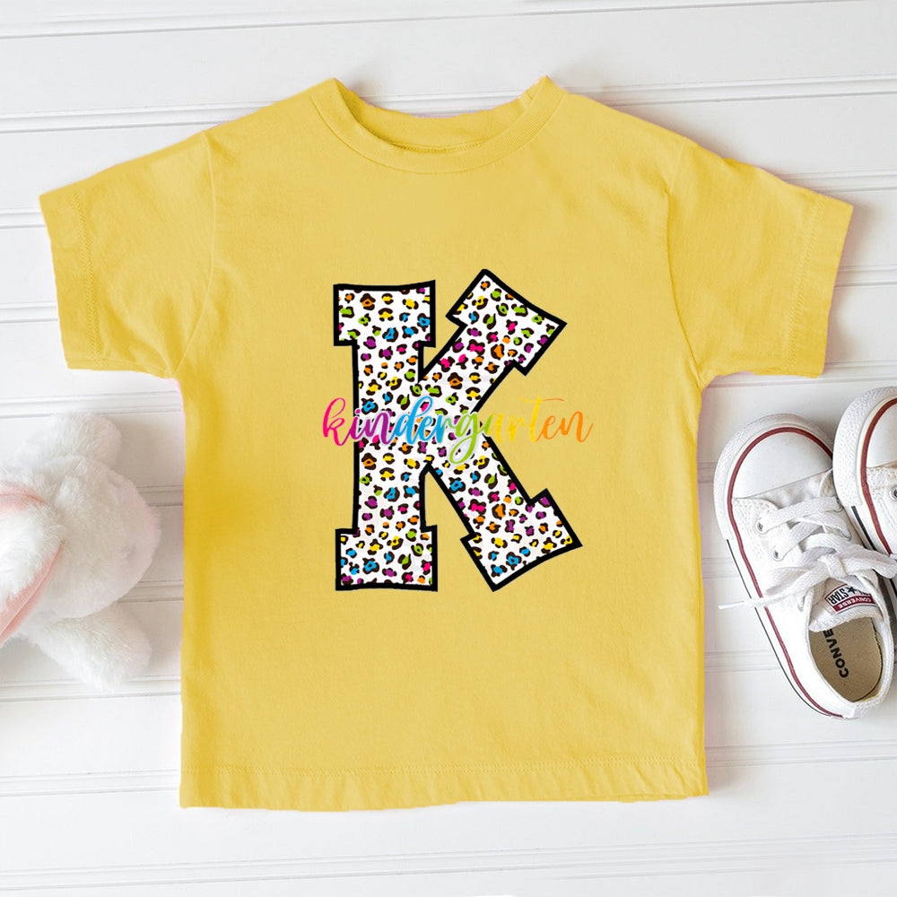 Personalized Grade Colorful Leopard K Toddler T-Shirts
