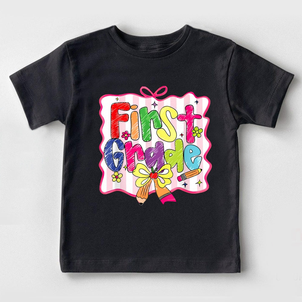 Personalized Grade Pink Bow Toddle T-Shirts