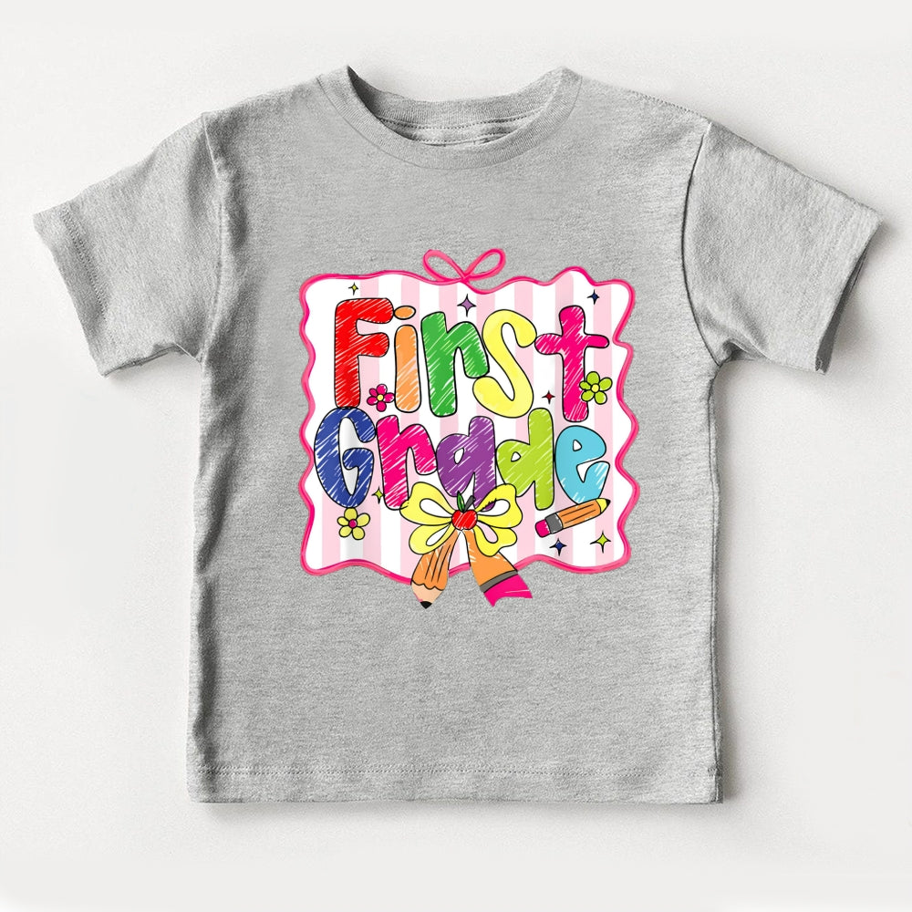 Personalized Grade Pink Bow Toddle T-Shirts