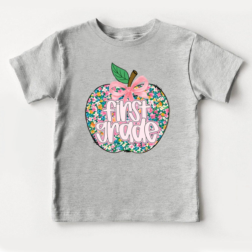 Personalized Grade Floral Apple Toddler T-Shirts