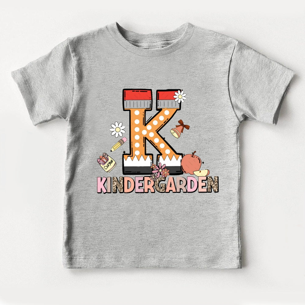 K Is For Kindergarten Leopard Letter Toddler T-Shirts