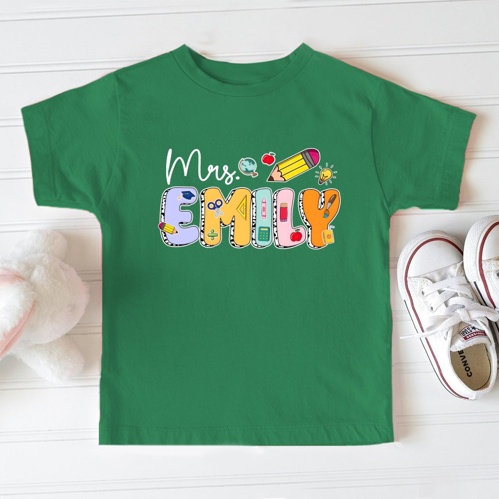 Personalized Name Colorful Name Printed Pencil Toddler T-Shirts